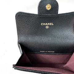 Chanel Classic Flap Card Holder Wallet Quilted Caviar Black Leather Gold Hardwar